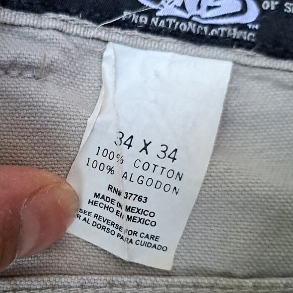Vintage PNB Nation Clothing Carpenter Cargo pants 34X34 Men Baggy Y2K Kaki Hip H - Picture 6 of 13